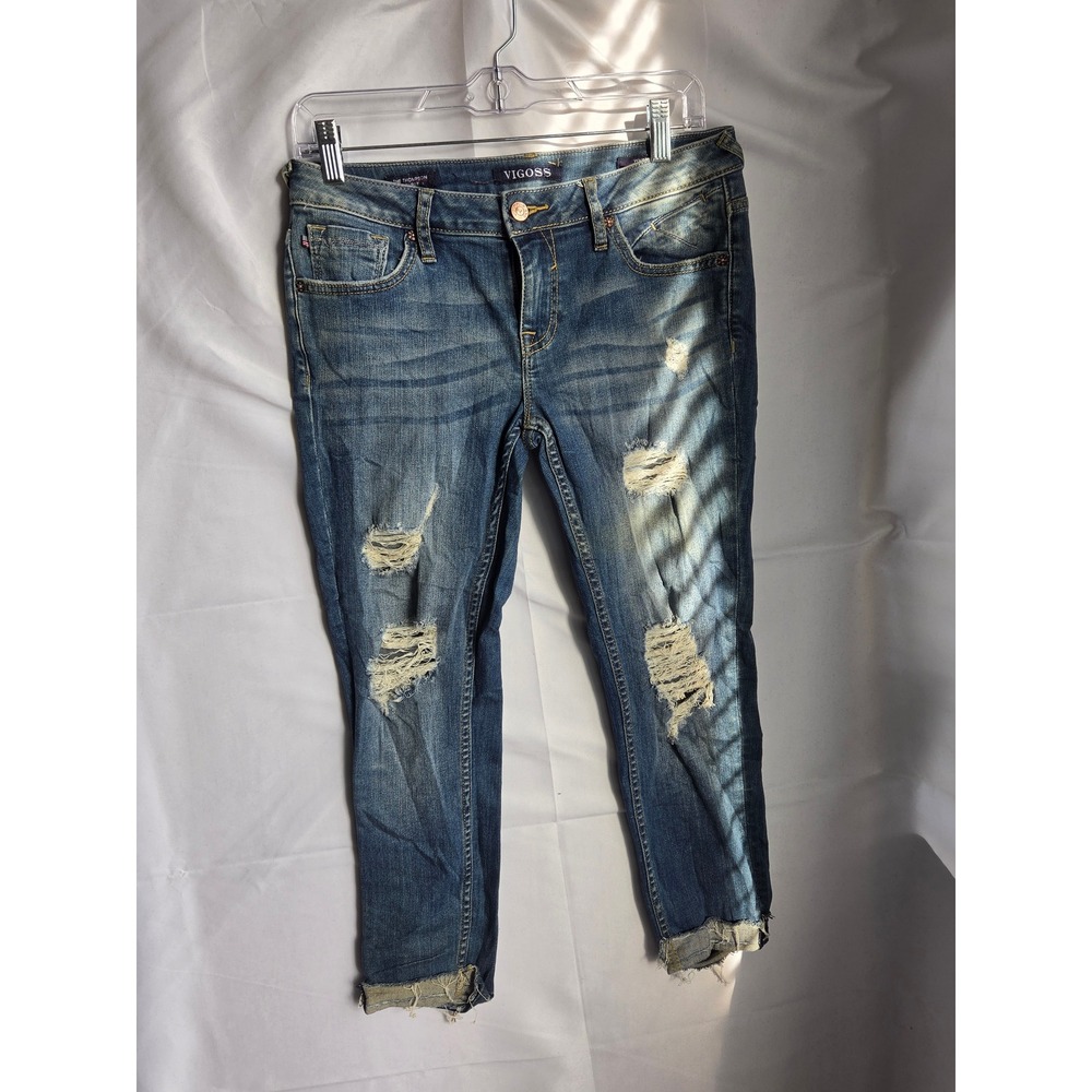 Vigoss The Thompson Jeans Womens Blue Medium Wash Slim Mid Rise Skinny